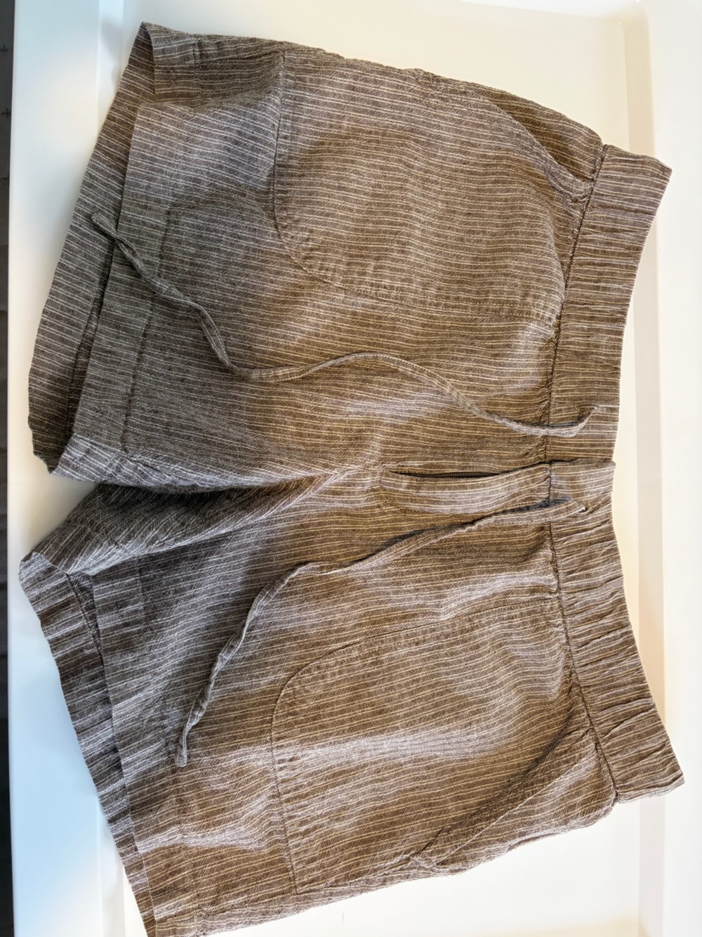 Liz Claiborne Brown Striped Linen-Blend Bermuda Shorts